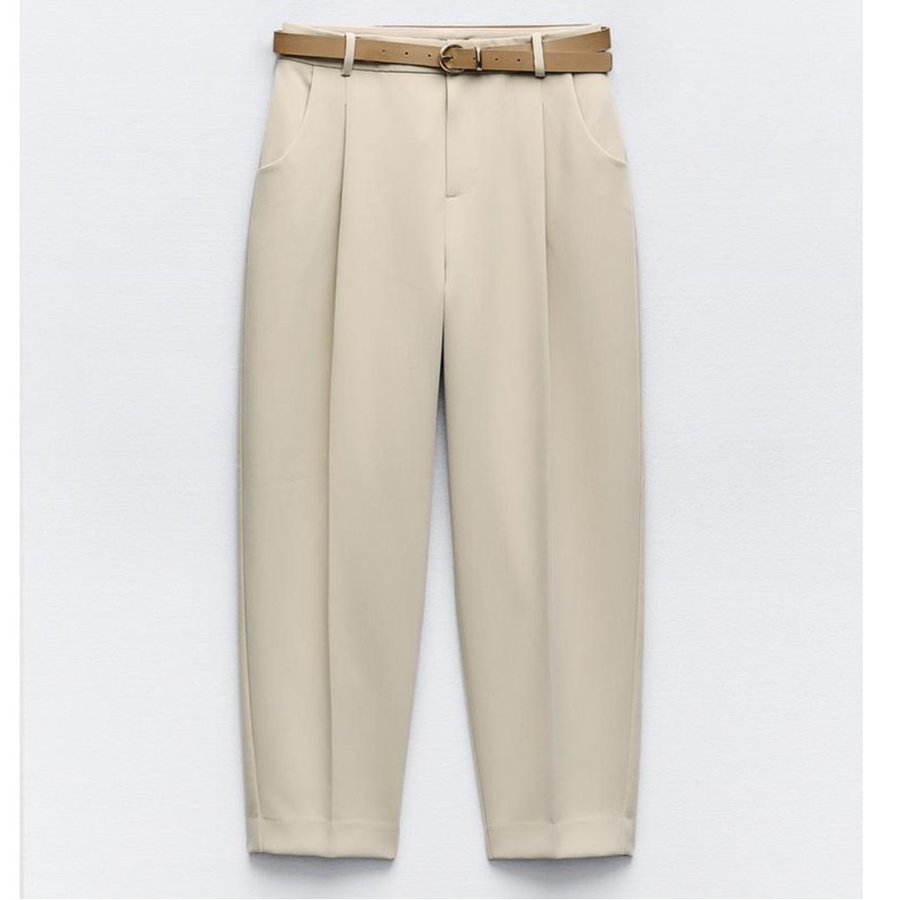Zara BELTED TAPERED PANTS
